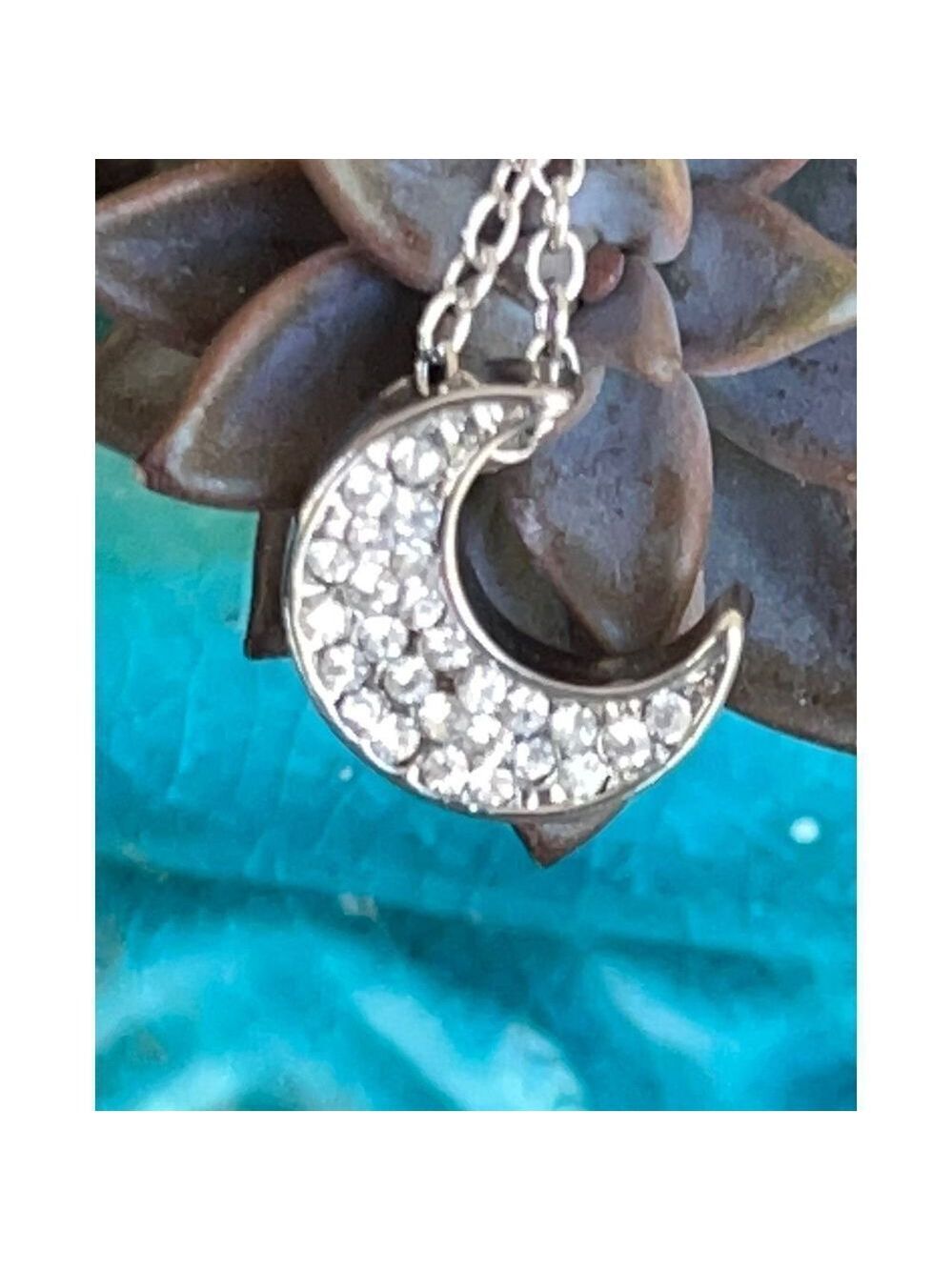 Kawaii Dainty Crescent Moon Swarovski Crystal Necklace